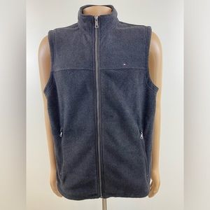 Tommy Hilfiger Fleece Vest, Men's Size Large, Charcoal Gray, Full Zipper Front
